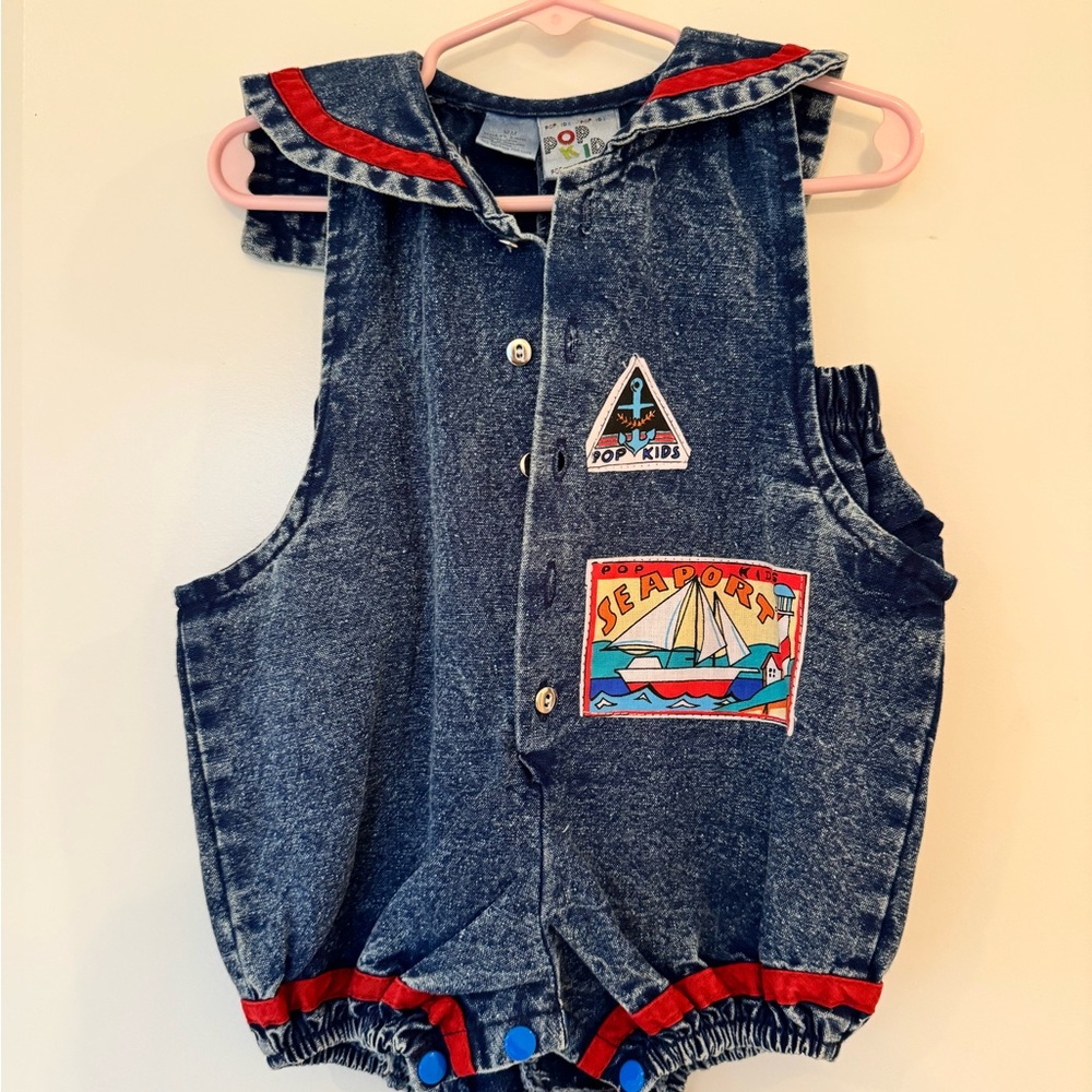 Vintage nautical baby romper